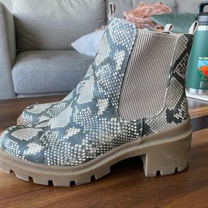 Snakeskin booties